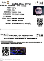 5.67/CT Natural Pink Sapphire with Govt Lab Certificate (16650)